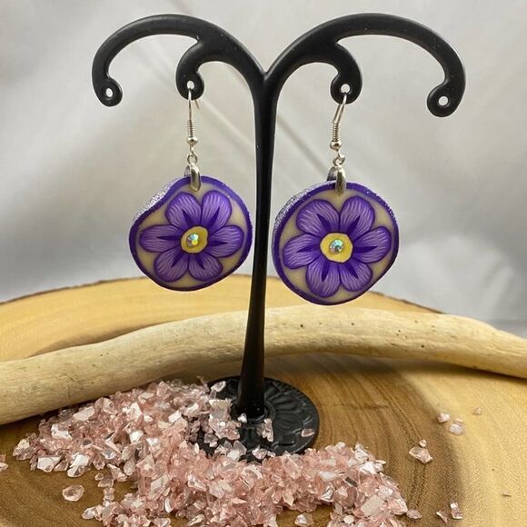 Retro Polymer Hand Painted Flower Earrings - Picture 6 of 6